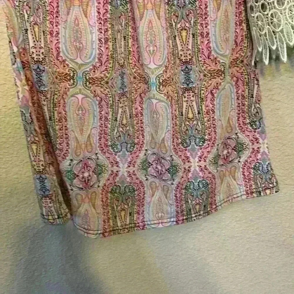 Win win Paisley half sleeve lace tunic sz s/m boho hippie casual y2k 90s concert - Picture 4 of 7